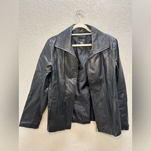 East 5th Black REAL Leather Zip-Front Jacket